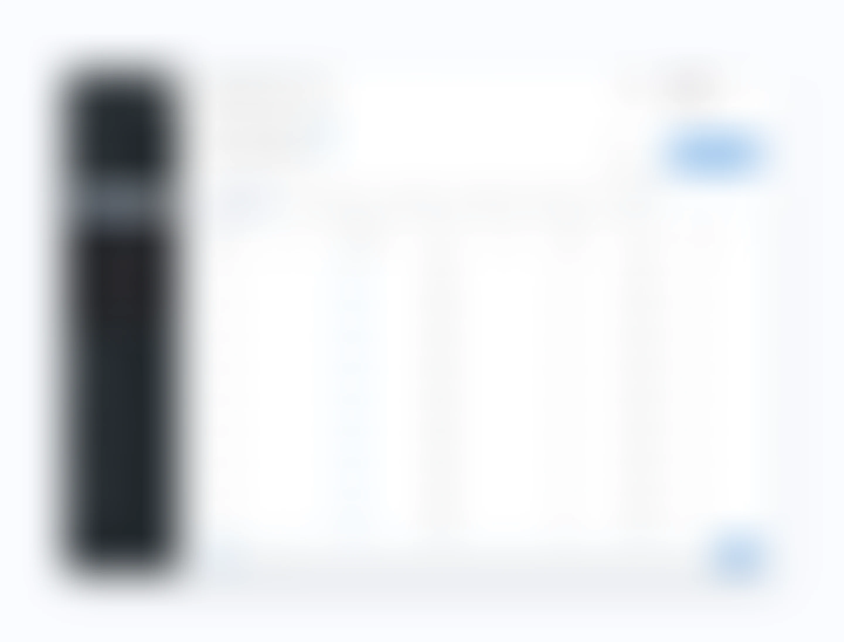 Scheduling screen, shown blurred because it is under NDA