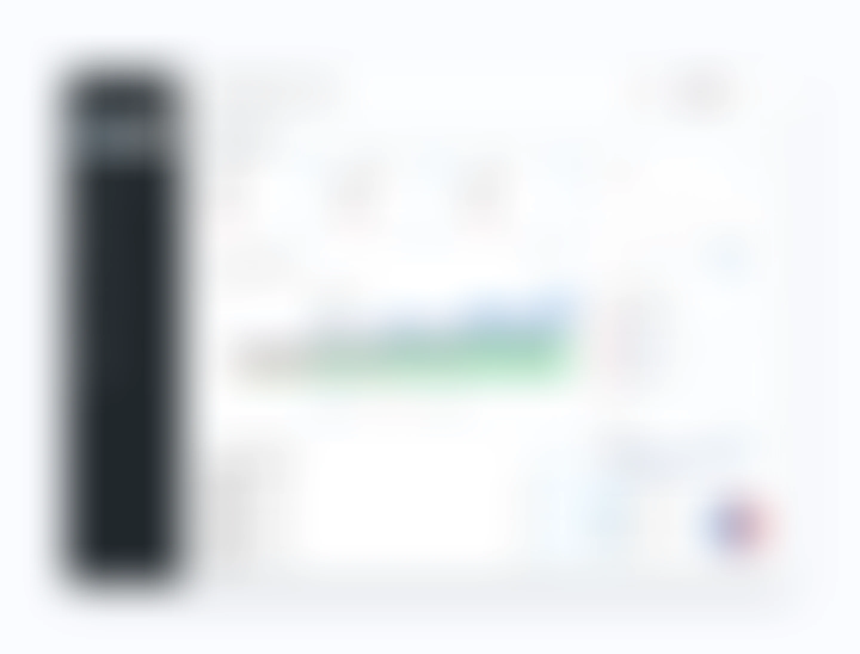 Dashboard screen, shown blurred because it is under NDA