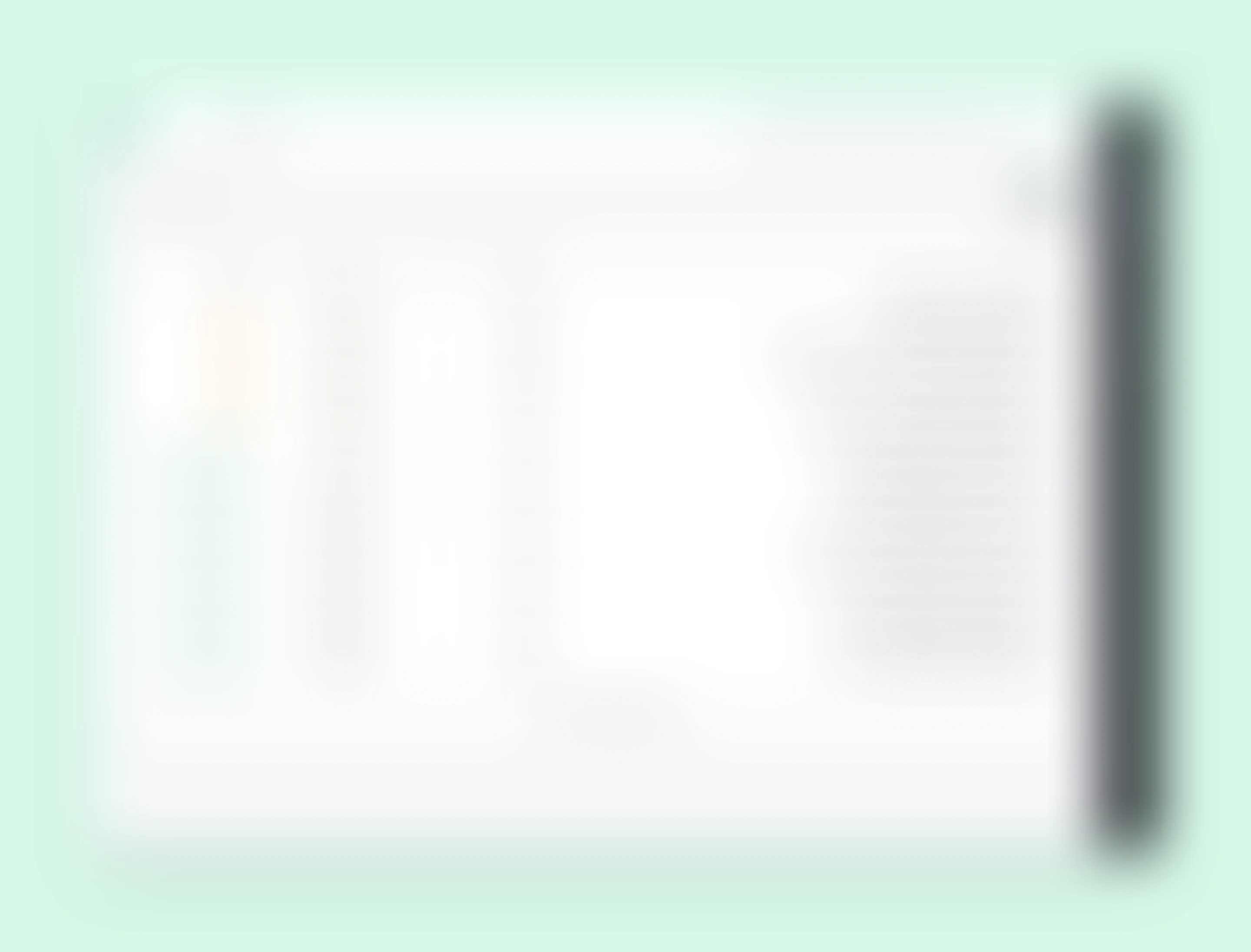 Listing screen, shown blurred because it is under NDA