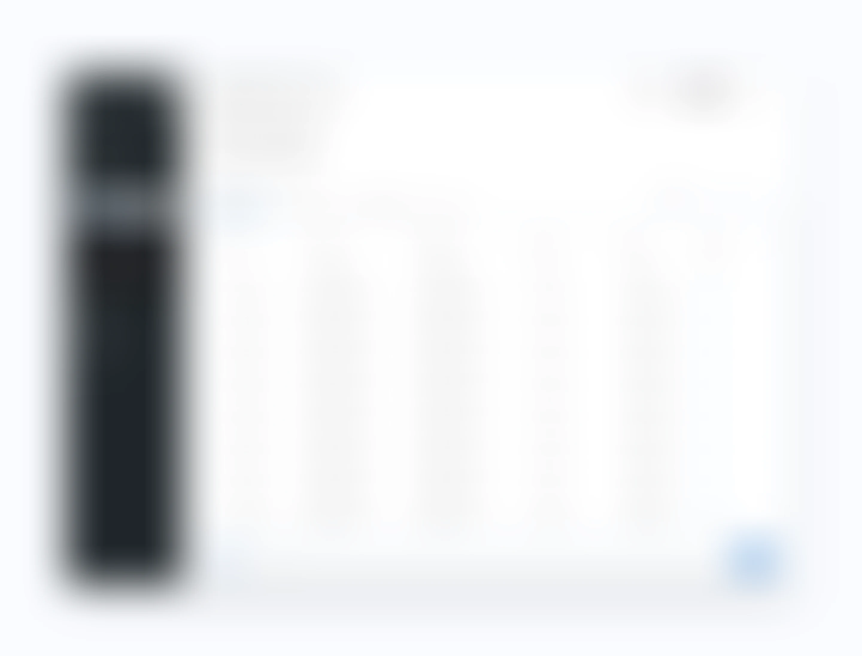 Care records screen, shown blurred because it is under NDA