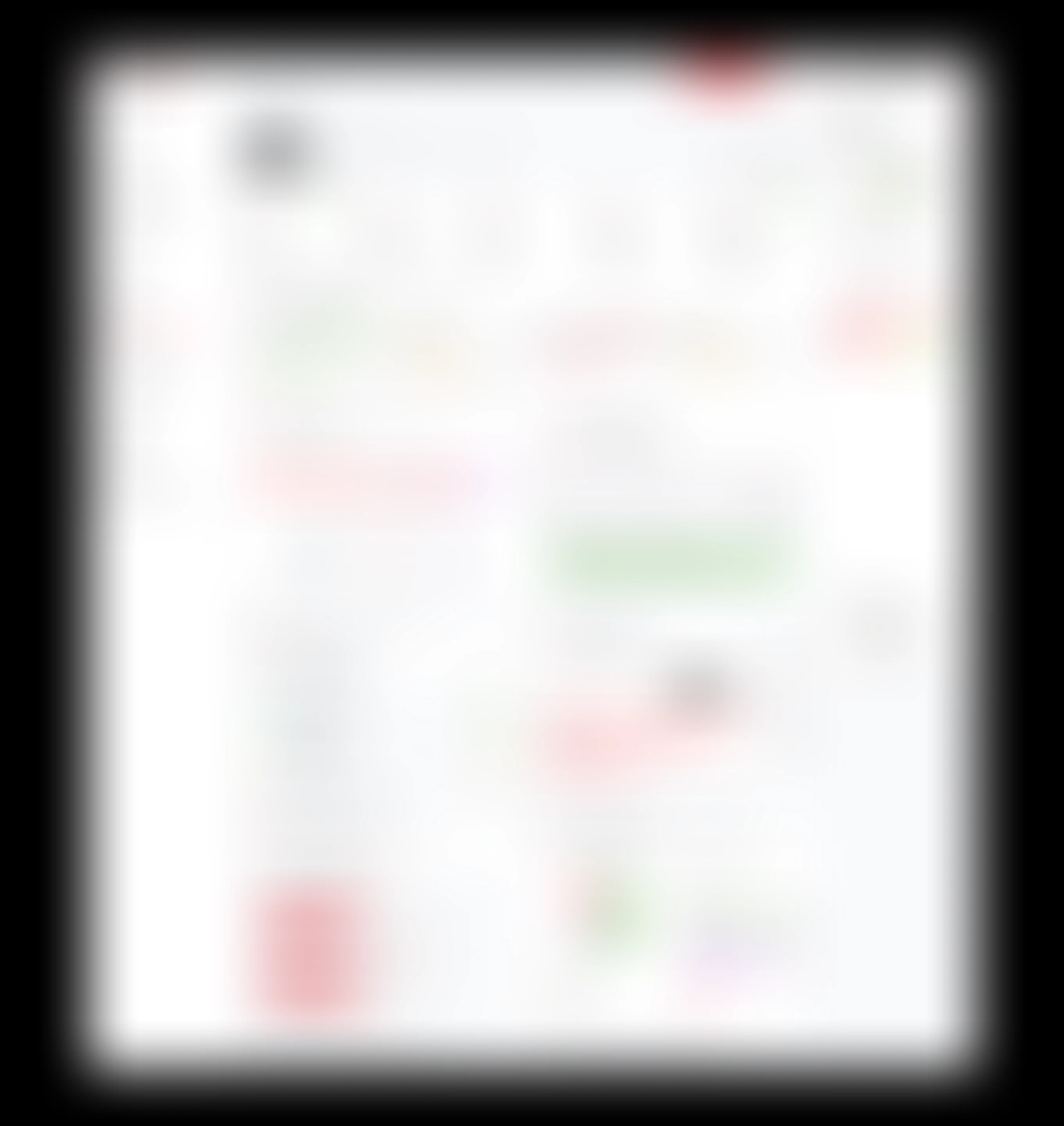 Web app screen, shown blurred because it is under NDA